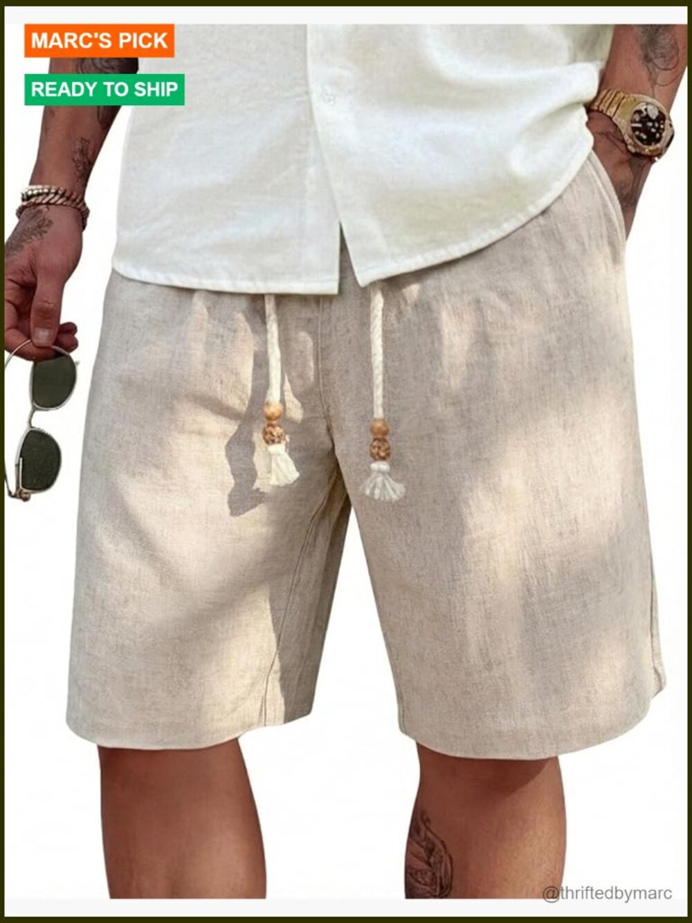 Men's Linen Shorts 9" 7" Elastic Waist Drawstring Casual Summer Beach
